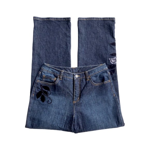 Talbots Floral Embroidered Wide Leg Jeans - Picture 3 of 8